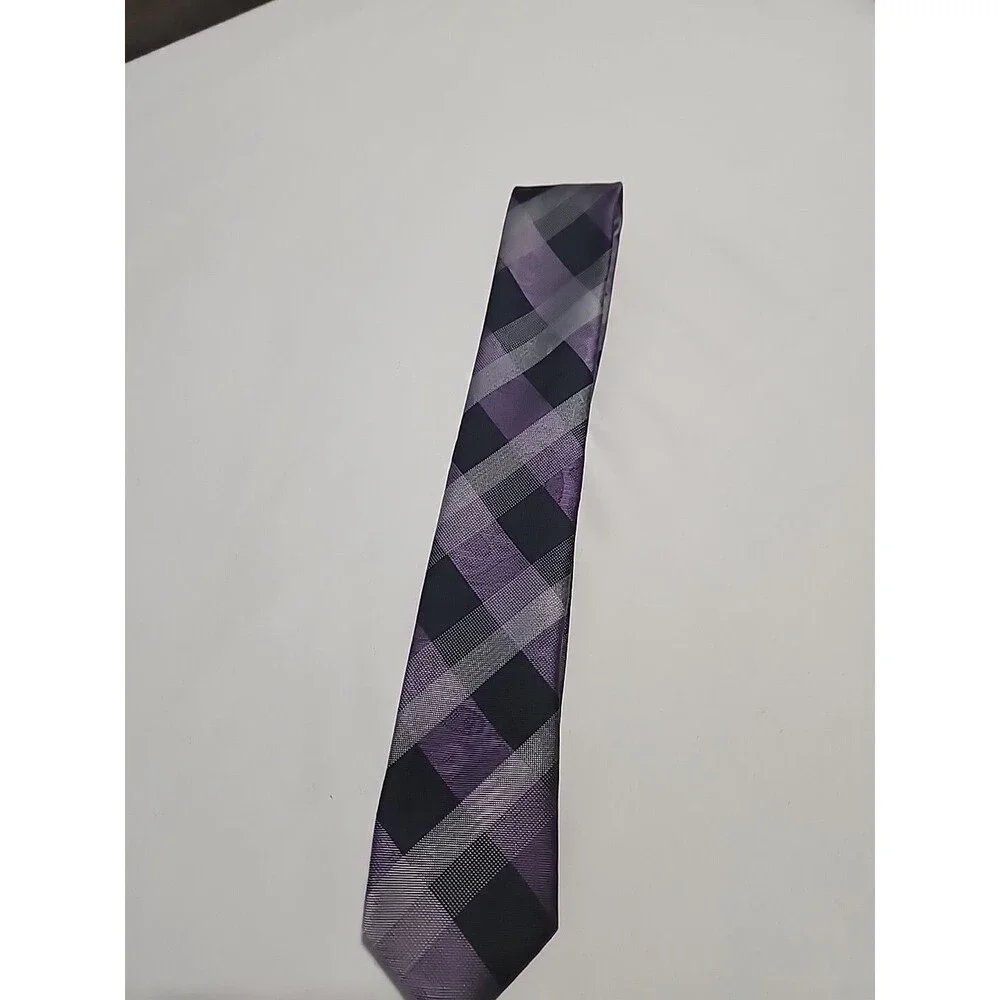 Structure Tie Mens Purple And Grays Neckwear